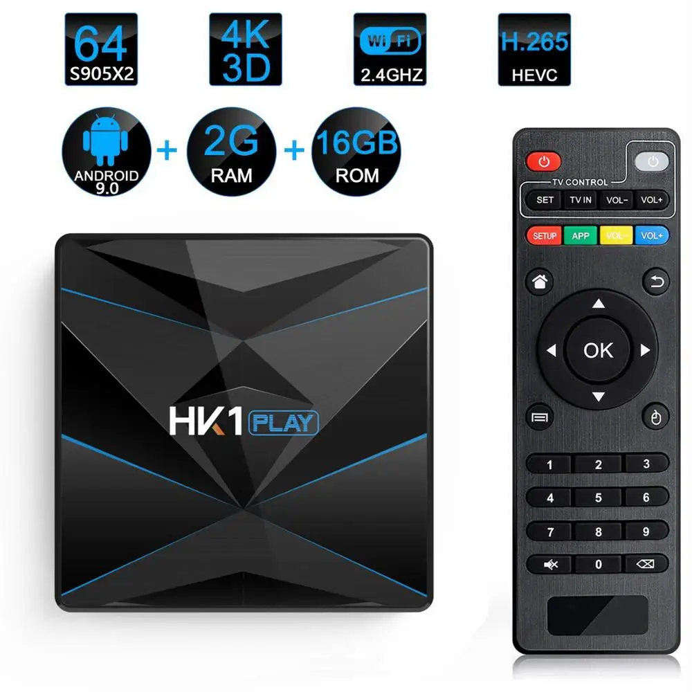 ТВ-приставка HK1 Play Android 9 0 4 + 32/64 ГБ Amlogic S905X2 4K 2 ГГц 5 Wi-Fi Bluetooth | Электроника