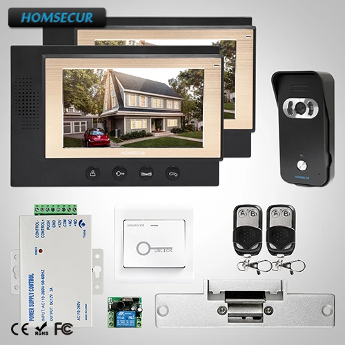 

HOMSECUR 7" Wired Video Door Phone Intercom System+IR Night Vision for Apartment (TC021-B+TM701-B)
