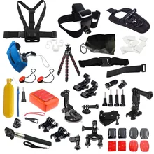 Go pro Accessories Set float Helmet Harness Chest Belt Head Mount Strap FOR xiaomi yi Gopro Hero 5 4 2 3+ Sj4000 Black Edition