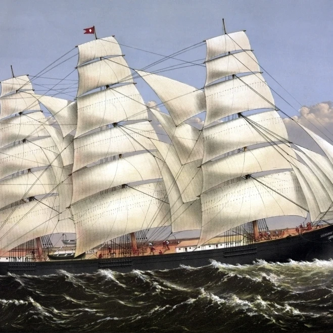 Vintage print of the Clipper ship Three Brothers Poster Print (17 x 11)