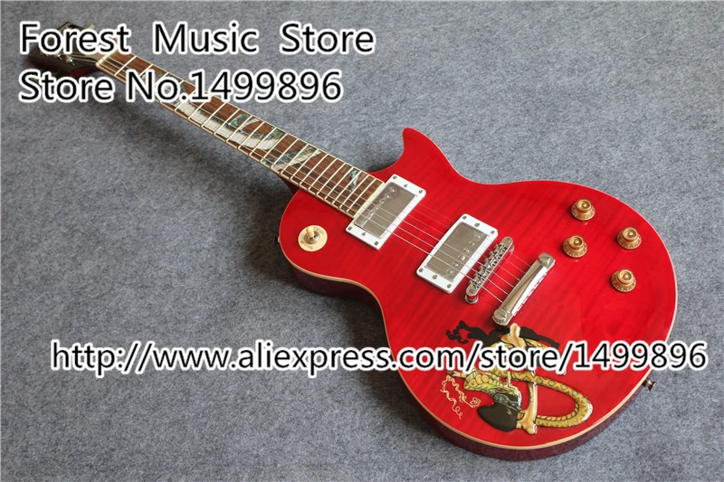 

Top Quality Suneye LP Slash Snake Snakepit Guitars Electric In Red Color 22 Frets Rosewood Fingerboard For Sale