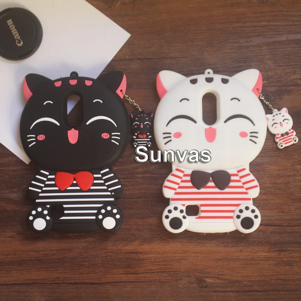 

3D Cartoon Animal Stripe Lucky Cat Soft Silicone Case Phone Back Cover Skin For LG K10 2017 Mobile Phone Cases