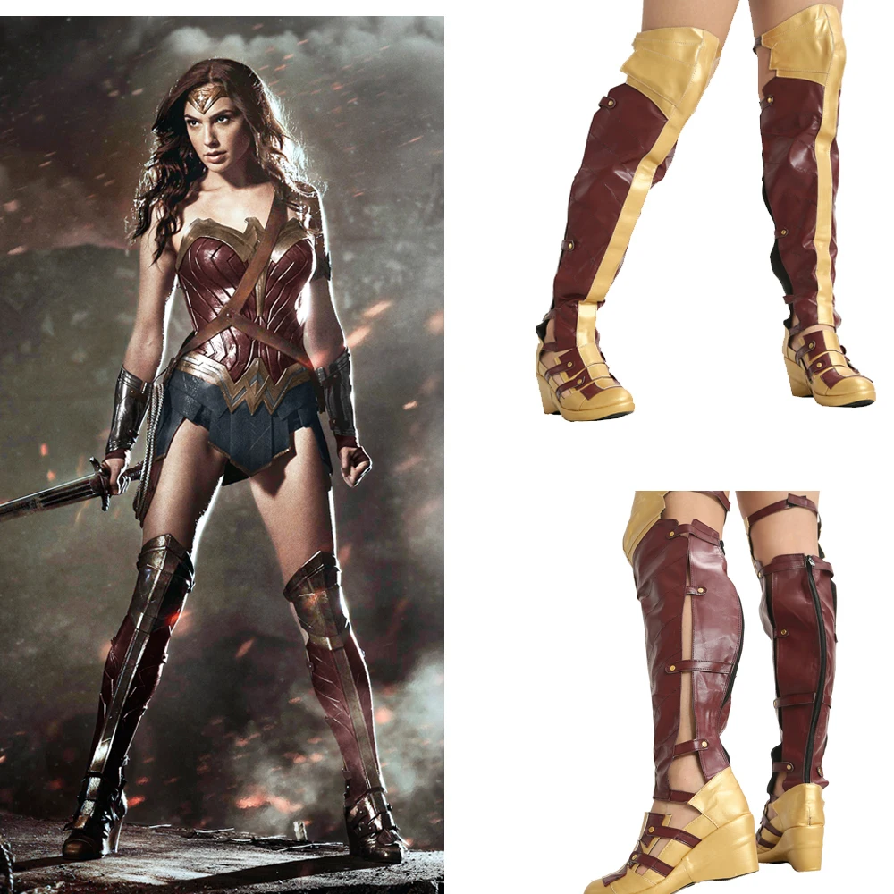 Coslive Wonder Woman Boots Cosplay Props Costume Shoes Women Top Quality Pu Faux Leather Long Boots Movie Cosplay Accessories In Shoes From Novelty Special Use On Aliexpress Com Alibaba Group