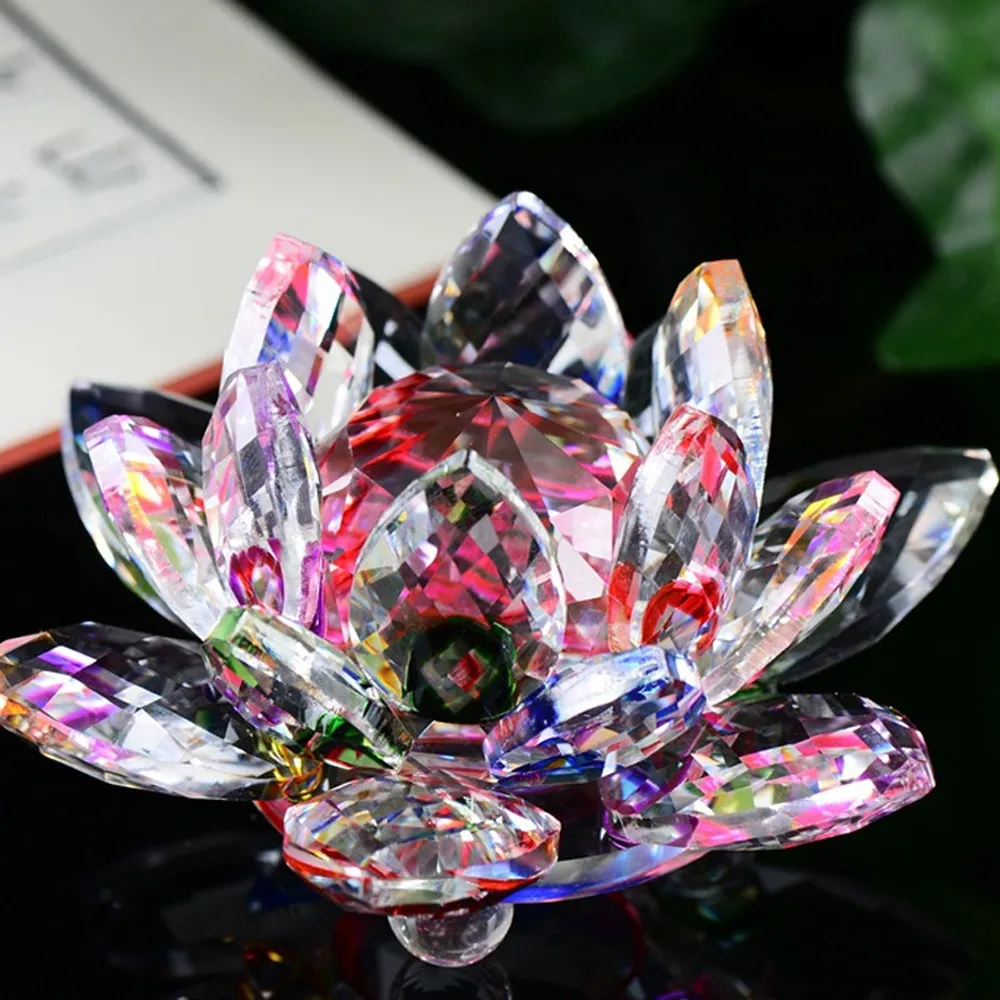 

Quartz Crystal Lotus Flower Crafts Glass Paperweight Fengshui Ornaments Figurines Home Wedding Party Decor Gifts Souvenir #N