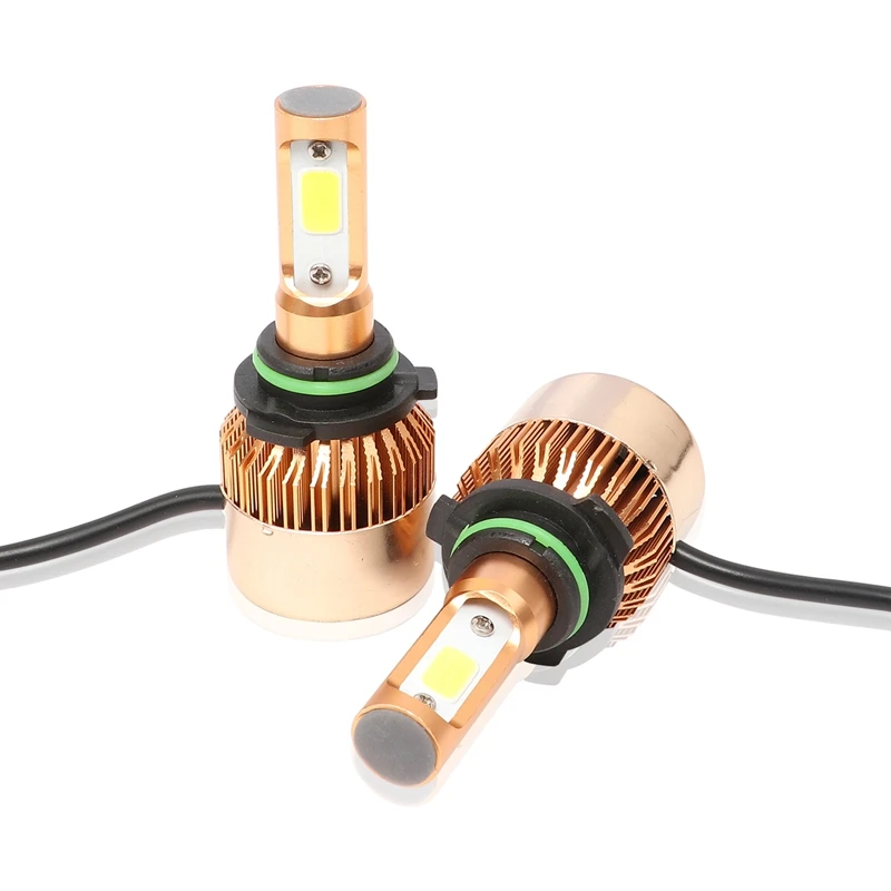 

S2 9006 Car LED Headlight Bulbs 6500K 72W 8000LM COB LED Headlamp Fog Light Gold