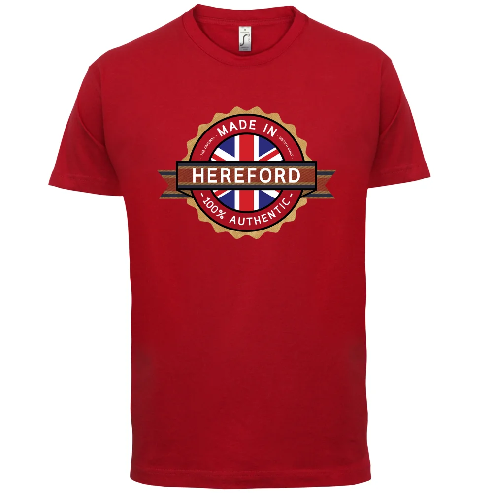 Made In HEREFORD Mens T-Shirt - Town / City 13 Colours Mans Unique Cotton Short Sleeves O-Neck T Shirt | Мужская одежда