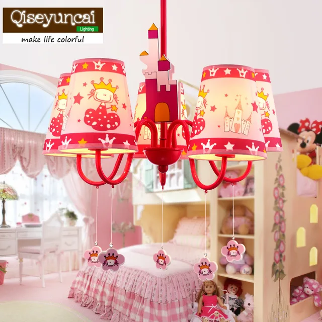 Qiseyuncai Children S Room Cute Cartoon Led Chandelier Bedroom Qiseyuncai Children S Room Cute Cartoon Led Chandelier Bedroom Personality Baby Warm Pink Princess Light