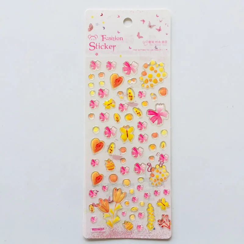 1 Sheet Crystal Epoxy Butterfly Flower Heart Decorative Stickers Dairy Album Decor Phone Bottle DIY Stick Label