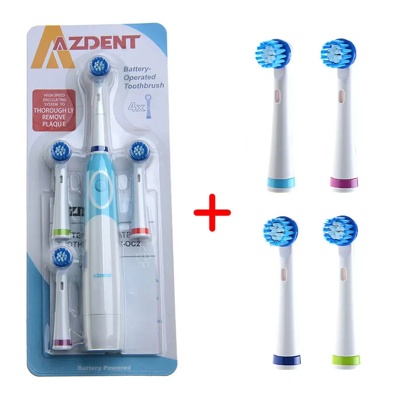 

AZDENT Hot Sell Electric Rotating Type Toothbrush with 8 Tooth Brush Heads Battery Operated Teethbrush Teeth Whitening Oral Care