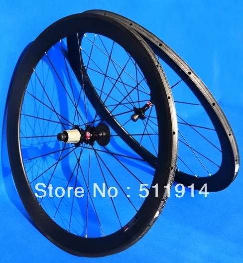 

FLX-WS-TW05 Full Carbon Road Bike (50mm) Tubular Wheelset 700C Tubular Rim Black Spokes Black hub (one set)