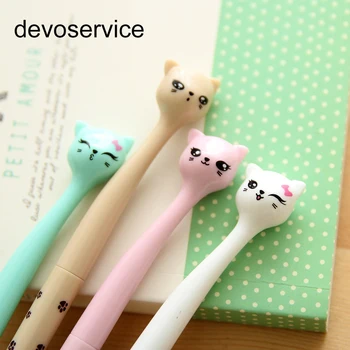 

4Pcs/set Cute Kawaii Gel Pen South Korea Creative Stationery for School Cartoon Cat Signature Pens 0.5mm Black Office Supplies
