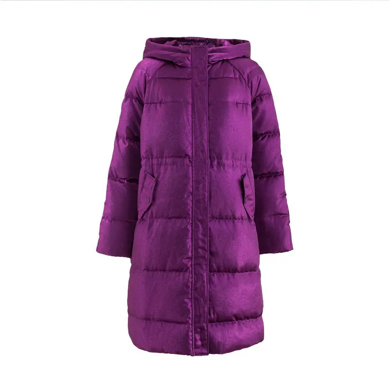 90% White duck down coats High quality Gold velvet winter down parkas female thicken warm down jacket coat women hooded jacket - Цвет: purple