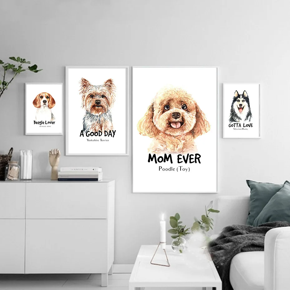 

Nordic Pet Dog Decorative Drawing Husky Poodle Yorkshire Beagle Living Room Animal Frameless Hanging Painting Spray Painting