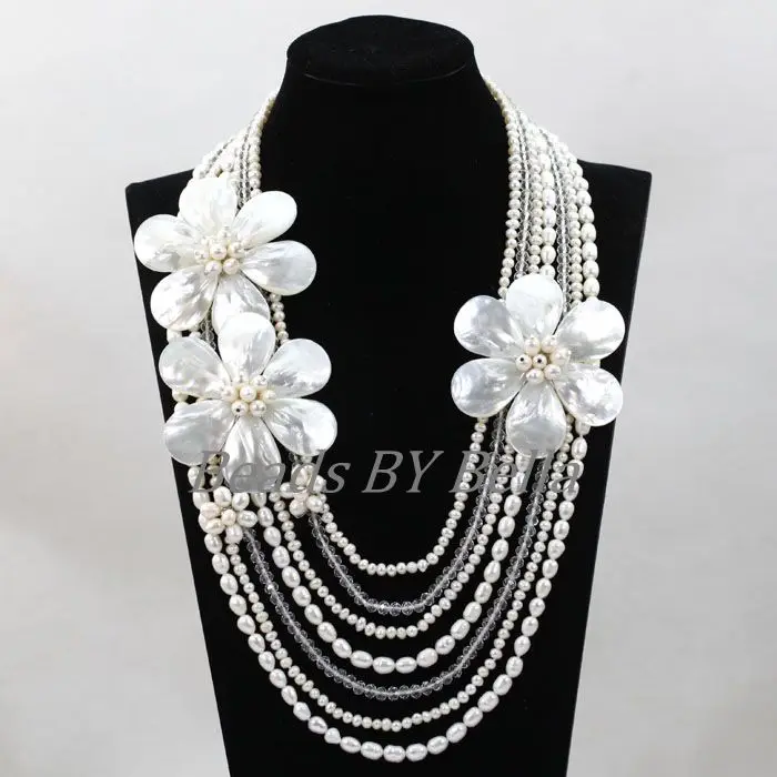 Graceful Handmade Shell Flowers Pearl Necklace Jewelry African Costume Jewellery Party Eveents Necklace Free Shipping ABL344 Graceful Handmade Shell Flowers Pearl Necklace Jewelry African Costume Jewellery Party Eveents Necklace Free Shipping ABL344
