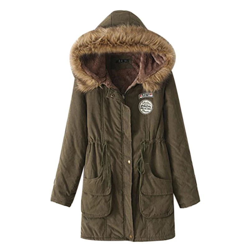 OEAK 2018 Winter Jacket Women Warm Parkas Fur Collar Long Coat Casual Thicken Cotton Wadded Office Ladies Outwear Plus Size
