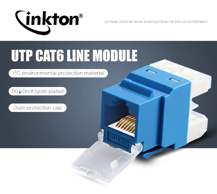 Inkton неэкранированный Pass-Through UTP Cat6 Keystone Jack RJ45 разъем позолоченный модуля анти-пылезащитный сетевой модуль