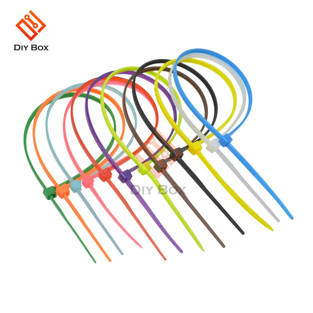100 шт 100 мм самоблокирующиеся Нейлоновые кабельные стяжки 12 цветов пластиковая застежка молния проволока для завязывания kabel связывающие наматывающиеся повязки многоразовые