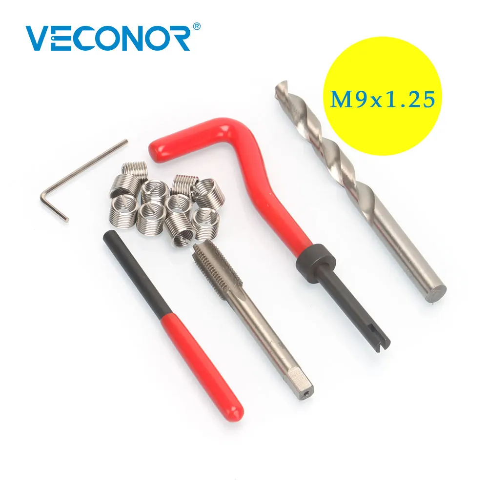 15pcs M9x1.25mm Thread Repair Tool Set Stainless Steel Wire Helical