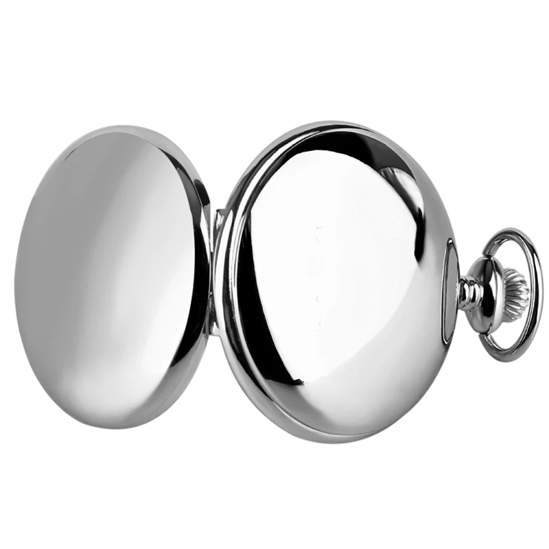 2018 Fashion Luxury Hot Silver Smooth Quartz Pocket Watch Standard Size Necklace Clock with Short Chain Best Gift For Men Women (4)