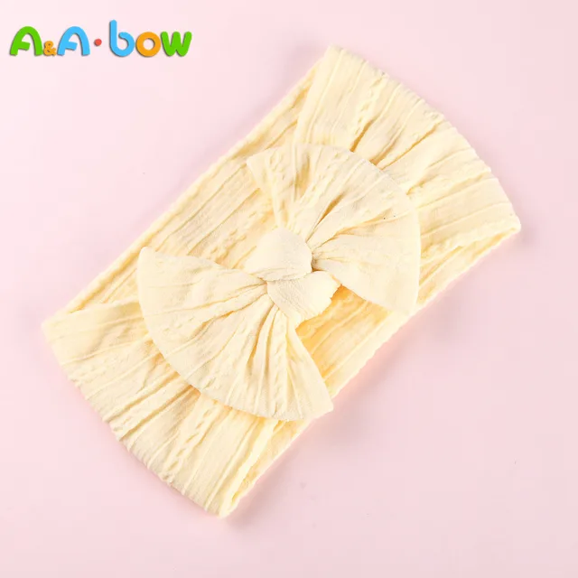 1pcs Cable Knit Nylon Bow Headwrap, One size fits all nylon headbands, wide nylon headbands, baby headbands, Knot bow headwear A2NSNSFB-9592-10