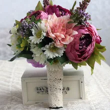 Элегантный ручной искусственный фиолетовый цветок с лентой Свадебные украшения Букеты Свадебные цветы Свадебные букеты невесты
