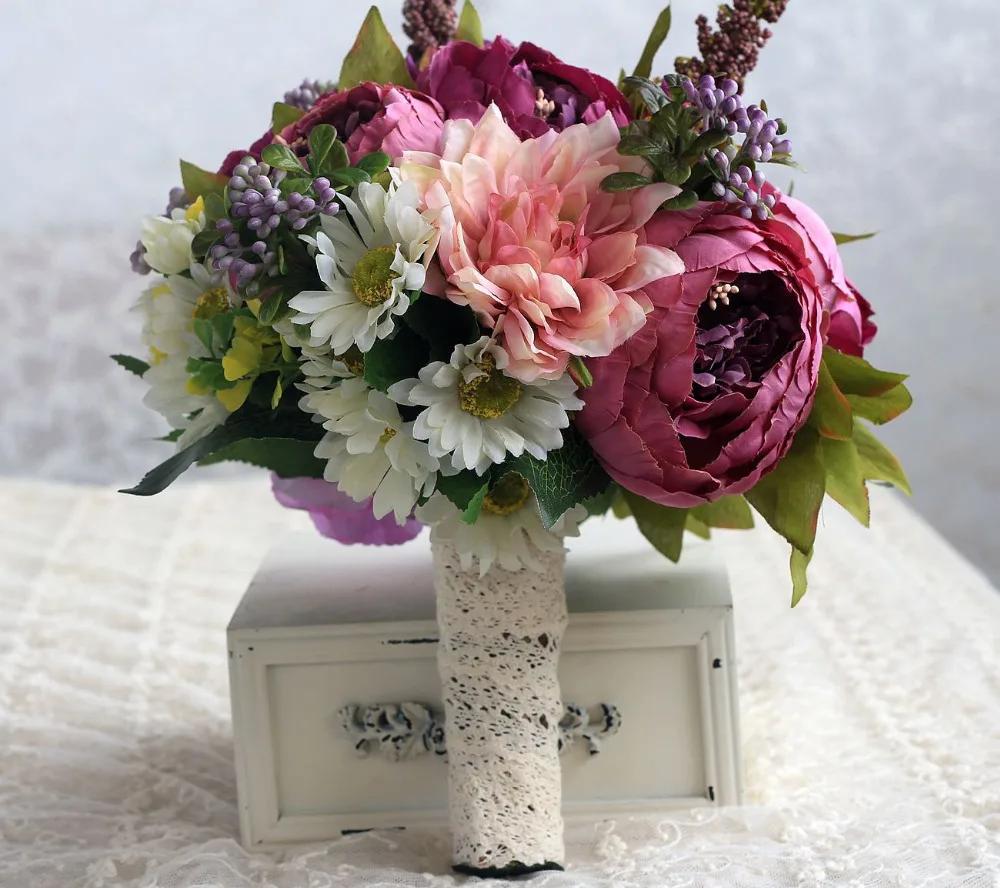 

Elegant Handmade Artifical Purple Flower with Ribbon Wedding Decoration Wedding Bouquet Wedding Flowers Bridal Bouquets Bridal