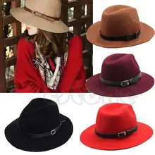 Модная дизайнерская женская теплая Зимняя шерстяная шляпа Fedora с широкими полями F05