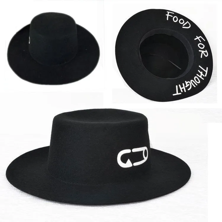 2015-New-Food-for-thought-harajuku-hat-autumn-winter-woollen-fedora-fashion-cap-free-shipping