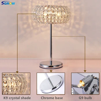 

SGROW K9 Crystal Table Led Lamp Indoor Lighting Fixtures Creative Art Decoration Desk Light for Bedroom Living Room Dinning Room