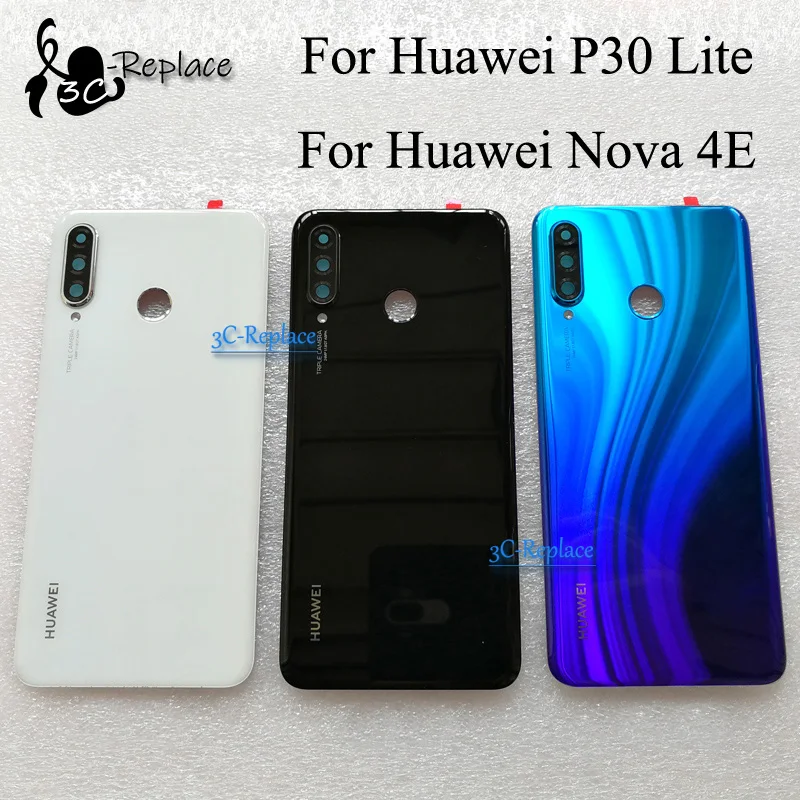 Original 6.1 inch For Huawei P30 Lite / Nova 4E MAR LX1 L01 L21 L22 Glass Battery Back Cover Case Battery Housing Rear Cover