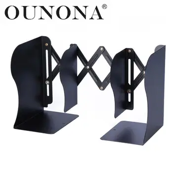 

OUNONA Adjustable Metal Bookend Heavy Duty and Decorative Modern Design with Non-Skid Base Home Office Storage