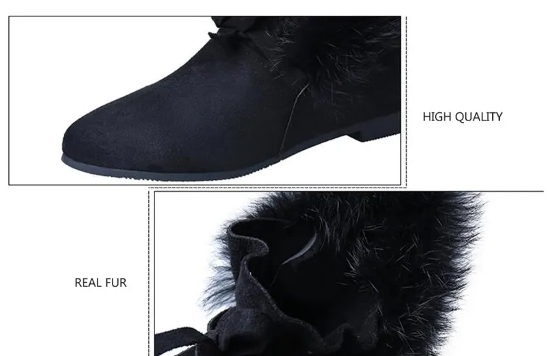 COOTELILI  Women Boots Winter Autumn Ankle Boots For Women Boots Slip On Real Fur Rubber Flat Boots Ladies Women Shoes 35-.39 (1)