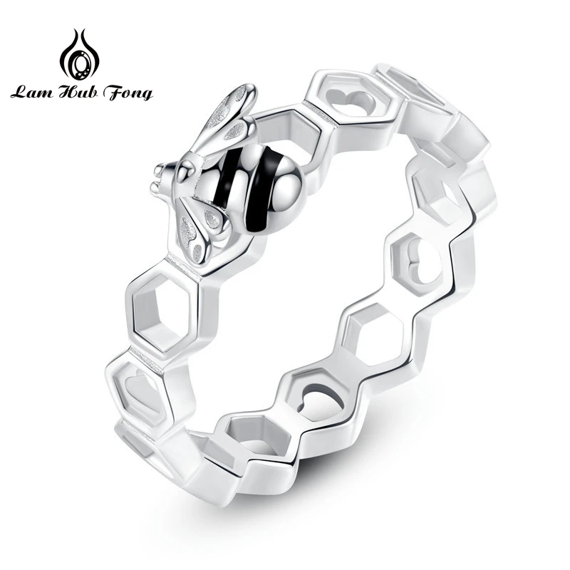 

100% Authentic 925 Sterling Silver Ring Animal Bee Finger Ring for Woman Silver Gold Rose Gold Color Jewelry Christmas