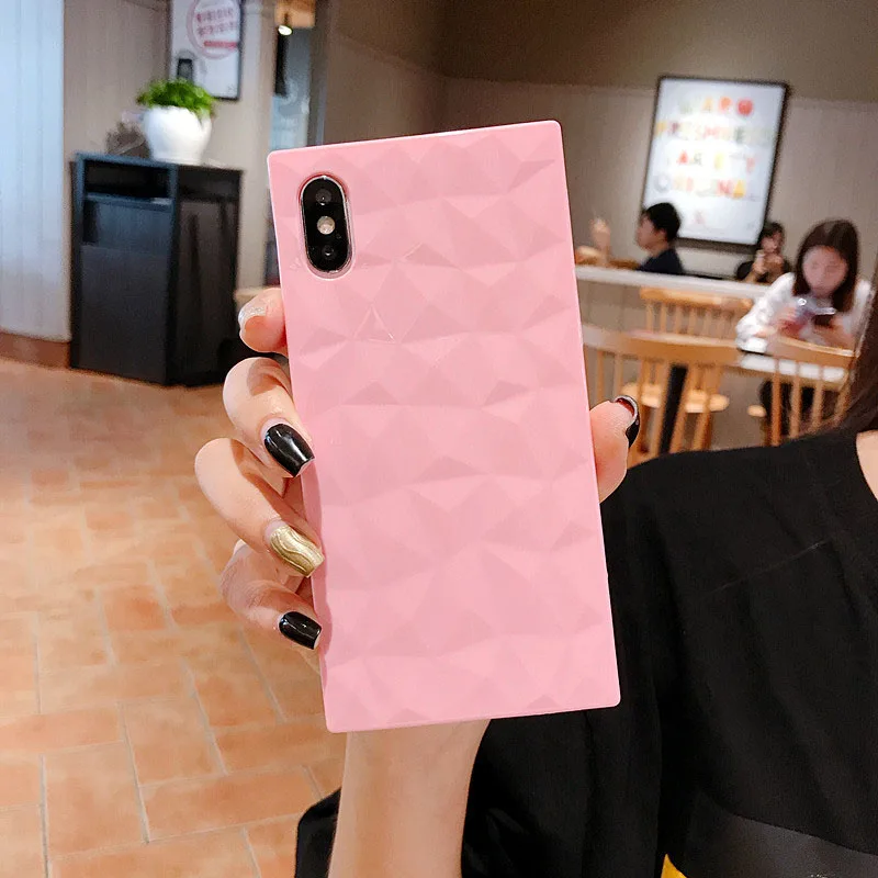 2019 карамельный цвет Алмазный узорный чехол для телефона iPhone X XR XS Max силиконовый 6