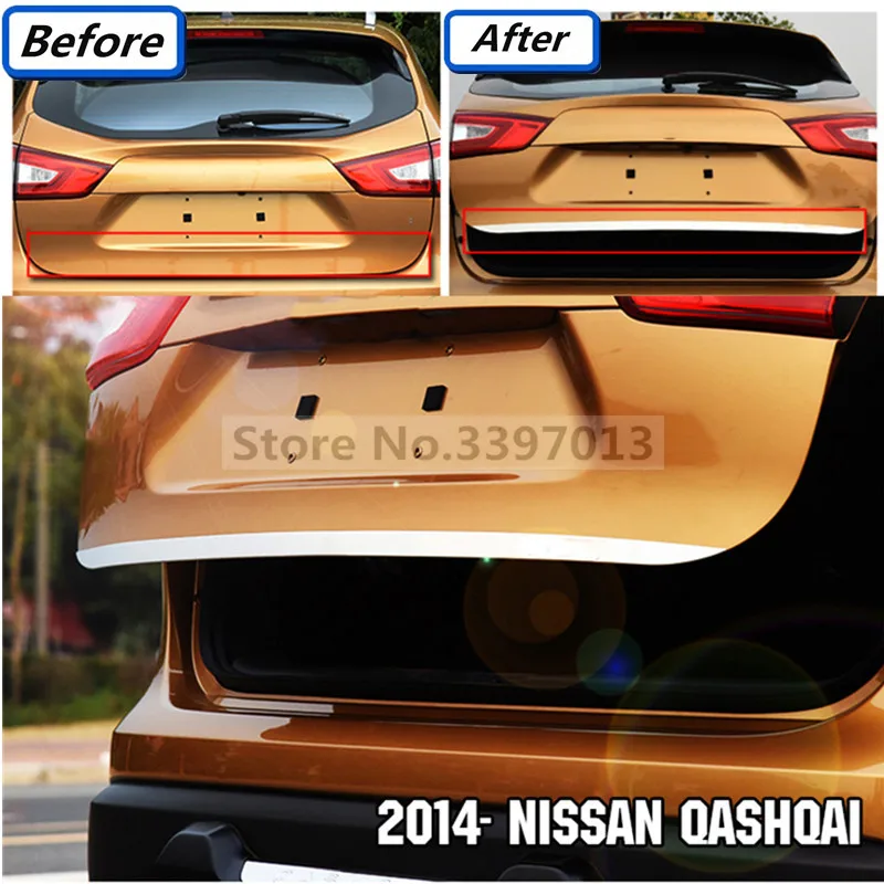 Подходит для Nissan Qashqai Chrome откидной двери Крышка отделка задний багажник литье ободок укладки Стикеры гарнир
