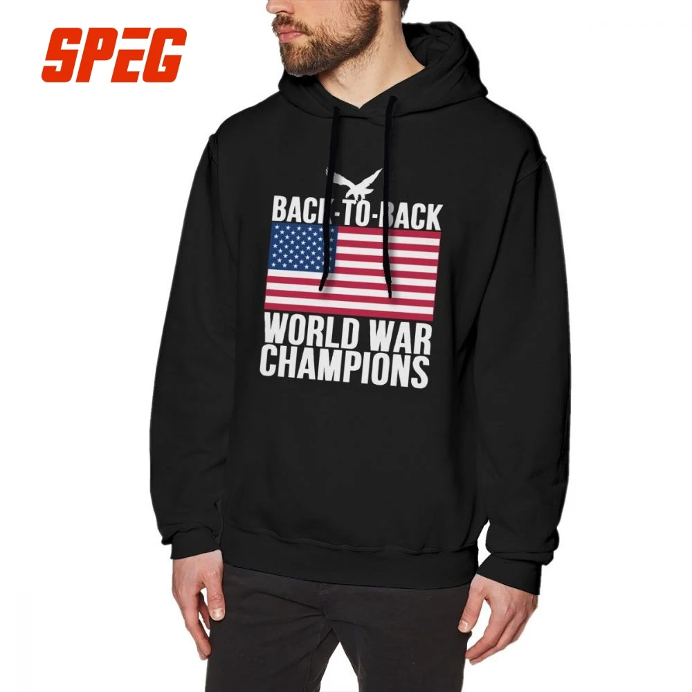 Men Distressed US Flag Eagle World War Champs Hoodie Autumn Cotton America USA Flag Patriotic Sweatshirt Vintage Hoodie Shirt