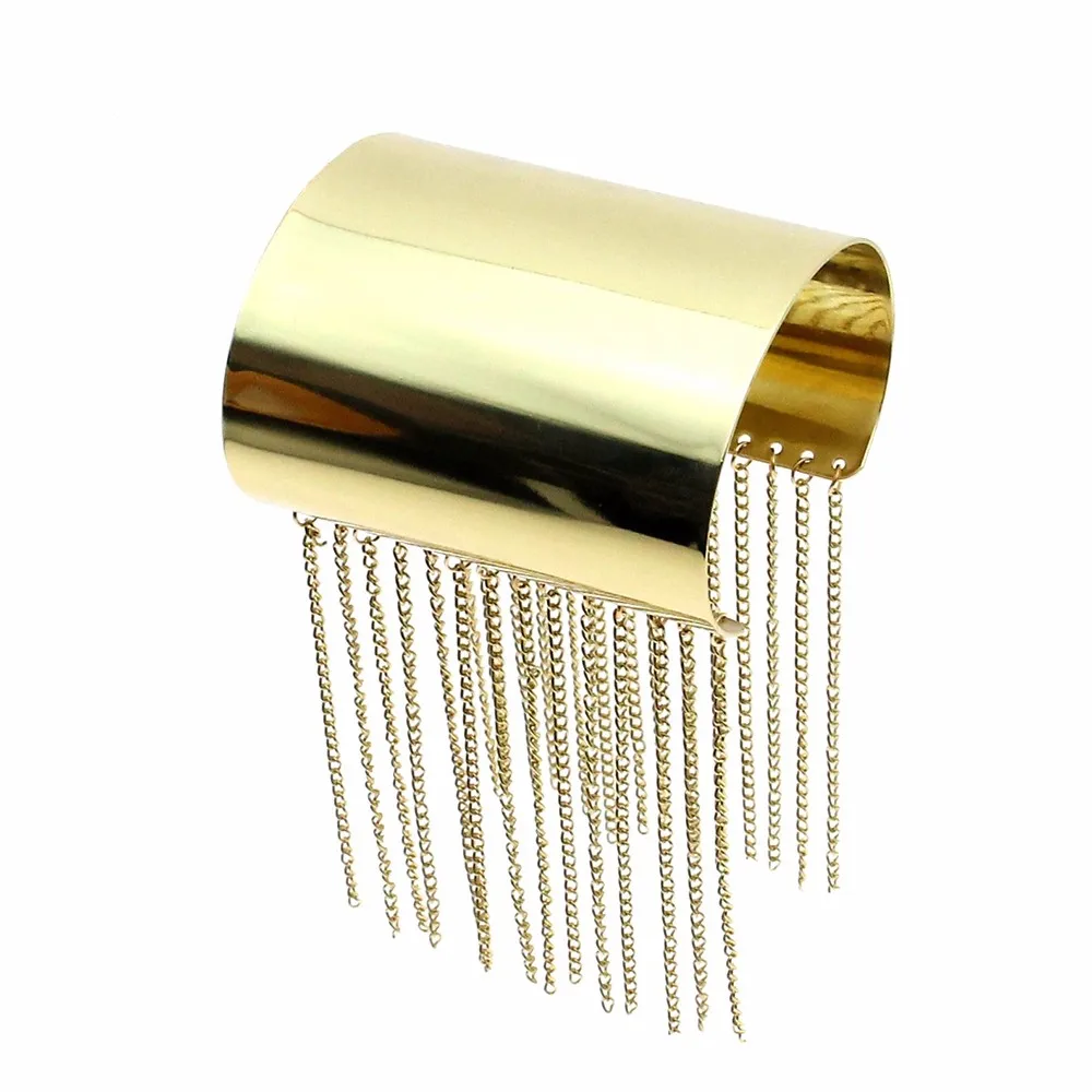 MANILAI, шикарная цепочка, кисточка, большая манжета, браслеты для женщин, массивное ювелирное изделие, сплав, манжеты, браслеты, шарм, золотой цвет - Окраска металла: Gold