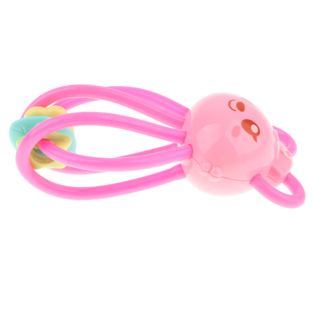 Baby Teether Ring & Rattle Teething Toys - TPU Food Grade Material - Easy To Hold Soft Bendable - Rabbit