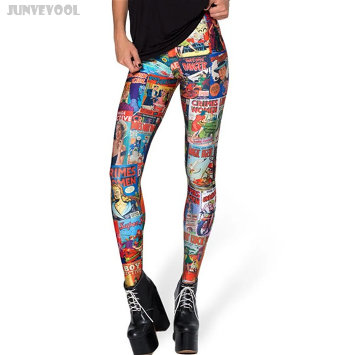 Colorful Leggings Plus Size for Women Poster Full Printed Patchwork ...
