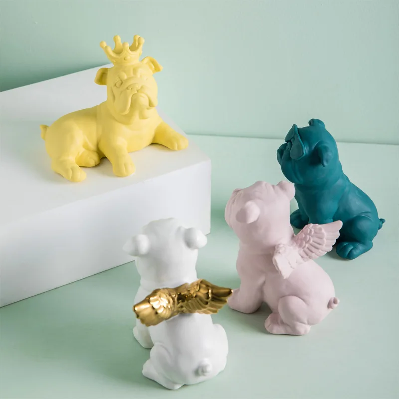  Nordic Bulldog Decoration Creative Home Ceramic Tabletop Children's Bedroom Cartoon Bull Fighting O - 32920685733