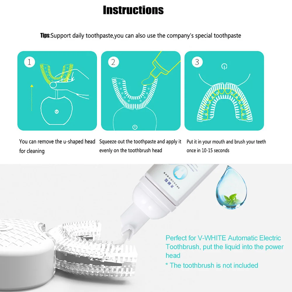 V-WHITE отбеливающая зубная паста 60 мл Зубная паста отбеливающая пена натуральный рот мыть воду оральный гигиеническая зубная паста