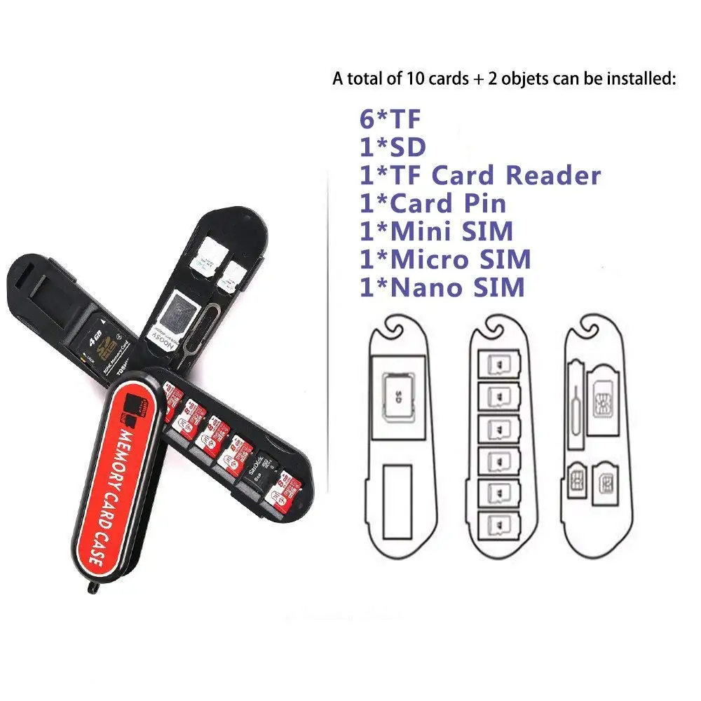 LXH 7 слотов/12 слотов чехол для карты памяти с SD/Micro SD/TF/Mini SIM/Micro SIM/Nano SIM карта памяти водонепроницаемый ящик для хранения