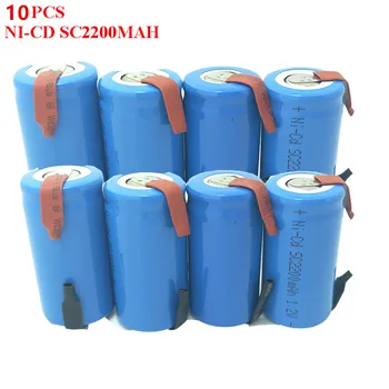 

10pcs NI-CD 1.2v SC2200mah Rechargeable batteries 1.2v SC power bank 2200mah SC accumulator SUB C battery