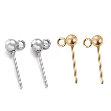 20 шт./лот 4 мм Шариковые серьги-гвоздики из нержавеющей стали золотого и серебряного цвета для изготовления ювелирных изделий своими руками