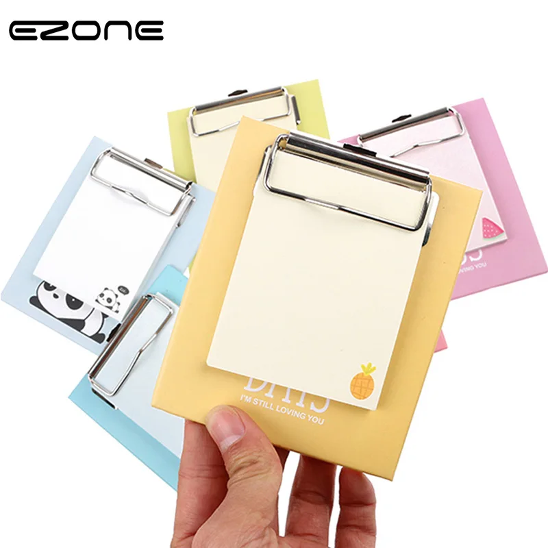 

EZONE Board Clip Sticky Note Clipboard Memo Pads Fruit Notebook Printed Kawaii Rabbit/Lemon/Kiwi Sticker School Office Supply