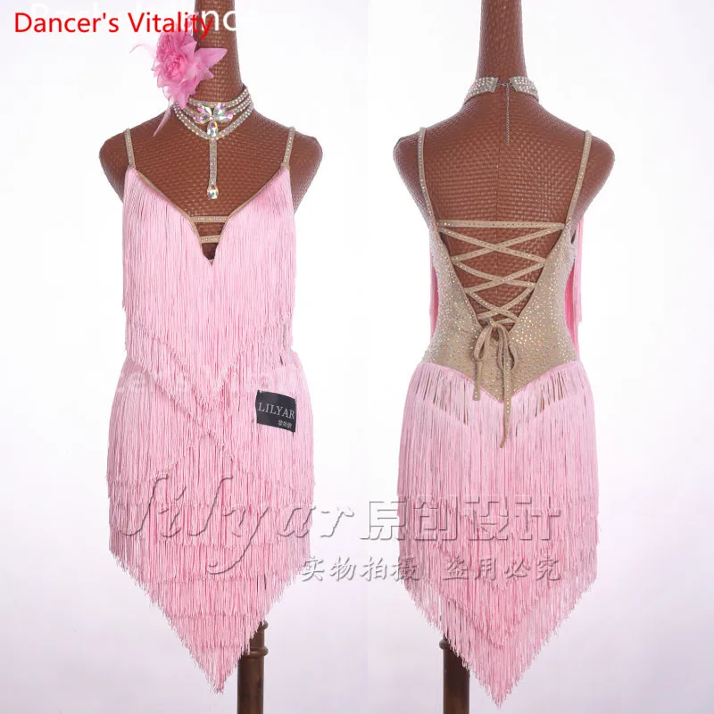 

2017 Sexy tassel Latin Dance Dress Women Professional Latin Skirt Samba Dance Latin Salsa Dresses For Latin Dance Dress Women
