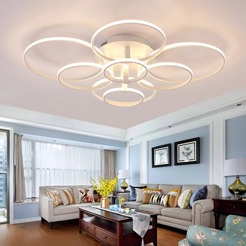 

YooE Modern Led Ceiling Lights For Living Room Bedroom Surface Mount Remote Control Acrylic ring Ceiling Lamps