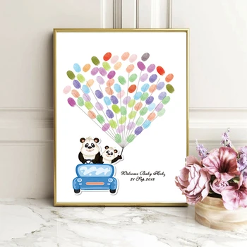 

1st Holy Communion Attendance Thumbprint Guestbook Cute Pandas Baby Shower Fingerprint Signature Guest Book Kids Birthday Gift