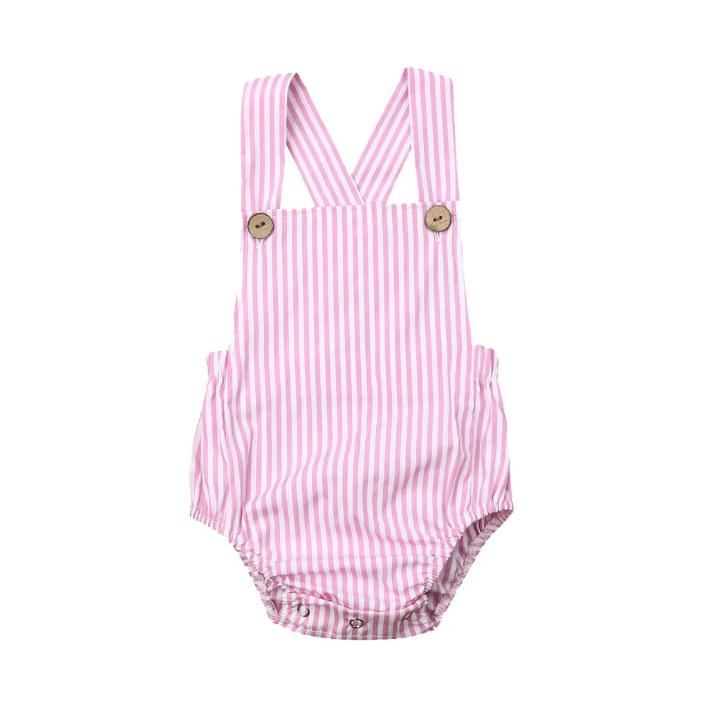 Newborn Baby Rompers Baby Boy Girls Sleeveless Plain Romper Baby Girls Jumpsuit Summer Infant One-pieces Striped Clothes Outfits - Цвет: White