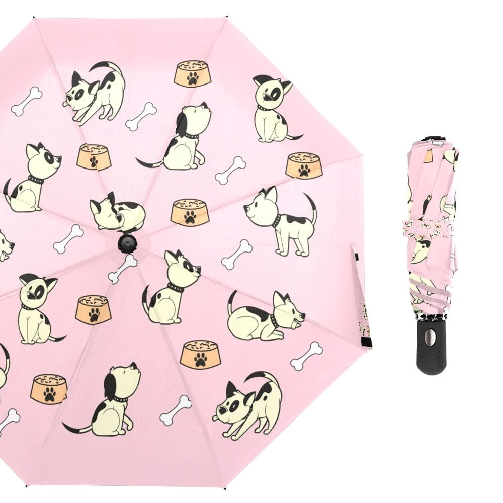 Cute Funny Snow Leopard Seamless Pattern Compact Travel Umbrella Windproof Reinforced Canopy 8 Ribs Umbrella Auto Open And Close Button Customized